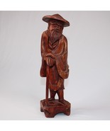 Vintage Chinese Or Japanese Boxwood Carved Statue Figure Of Man With Hat... - $18.21 CAD