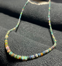 25 Carat Natural Ethiopian Multicolor Black Welo Opal Bead Gemstone Necklace - £126.61 GBP