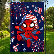 New American Independence Day Spider-Man Garden Flag 12&quot;X18&quot; Welcome Hanging - £4.42 GBP