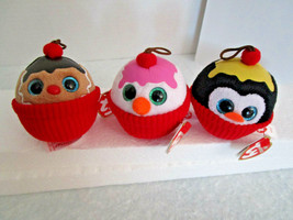 TY Baby Beanie Boos Cupcakes 3&quot; Plush Christmas Ornaments COCO FLAKES GE... - £12.57 GBP