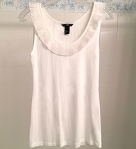 NEW H&amp;M Sz 6 Women&#39;s Stretchy White Top Blouse with Pleated Collar - £14.00 GBP
