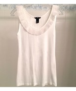 NEW H&amp;M Sz 6 Women&#39;s Stretchy White Top Blouse with Pleated Collar - $339.06 MXN