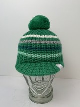 Vintage Nike ACG Hat Knit Winter Pom Cap with Bill Green Multi Stripe Ex... - £27.14 GBP