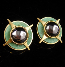 Vintage Celestial earrings - steampunk design - satellite clip ons - spi... - $75.00
