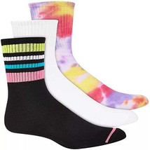 Jenni Women&#39;s 3pk Assorted Crew Socks, Multicolor, Shoe Size 5-9 Sock Size 9-11 - £5.53 GBP