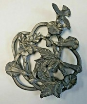 Vintage Pewter Signed Metzke Potpouri Dish Cover Hummingbirds and Flowers T3-1 - £9.43 GBP