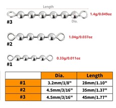 20pcs Fishing Rolling Bead Chain ing Swivel Trolling Rig Saltwater Stainless Ste - $67.44