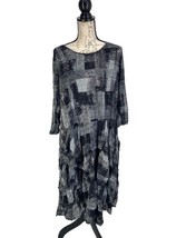 Comfy USA Crinkle Mesh Layered Dress Lagenlook Art To Wear M - £44.17 GBP