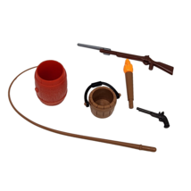 VINTAGE PLAYMOBIL REPLACEMENT 3111 ACCESSORIES BARREL BUCKET GUN WHIP TORCH - $14.25