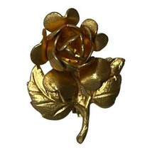 Vintage Gold Tone Rose Brooch Pin Western Germany - £9.45 GBP
