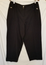 Women&#39;s Cato Black Short Cropped Leg Dress Pants Size 16W Cuff Ribbon - £12.66 GBP