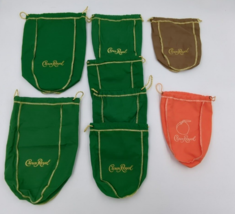 Lot of 8 Crown Royal Drawstring Bags Green orange Brown Different Sizes ... - £7.75 GBP
