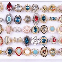 Wholesale Bulk 20pcs/lot Women&#39;s Vintage Crystal Metal Adjustalble Jewelry Rings - £20.39 GBP