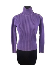 J Jill Size Xsmall Purple Ribbed Turtleneck Sweater Buttons at Neck - £14.67 GBP