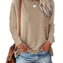 Women&#39;s Long Sleeve Basic Plain T-Shirt, Casual Comfy Tops, Spring/Fall (S-XXL) - £14.25 GBP