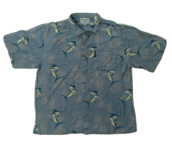 Columbia Sportswear Mens L Short Sleeve Button Down Swordfish Hawaiian Shirt  - £9.24 GBP