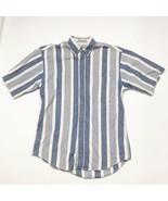 Green Mountain Shirt Mens Medium Blue White Striped Button Short Sleeve ... - $234.33 MXN