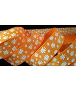 5/8&quot; inch FLOWER Chrysanthemum orange floral RIBBON - 1 yd floral print ... - €1,65 EUR