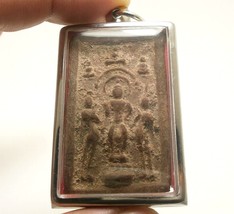 Lp Boon Buddha &amp; 2 Disciples Visit Heaven Thai Amulet Pendant Lucky Win Gamble - £233.91 GBP