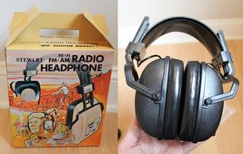 New Old Stock! Transistor Radio AM/FM Headphones 80s Vintage Box &amp; Cord &amp; Tested - £47.17 GBP