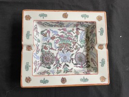 Chinois Céramique Cendrier Plat Porcelaine Floral - $69.00