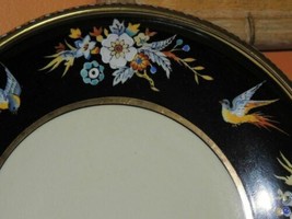 Hand Painted Noritake curved-rim round Bowl 8.5&quot; Birds &amp; Flowers on Blac... - £13.66 GBP