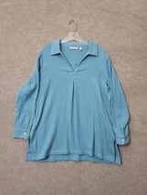Soft Surroundings Key Biscayne Tunic Top Womens L Seafoam Blue Soft Gauze - $24.62