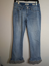 Vintage America Blues Jeans Womens Size 4 Cropped Plaid Ruffle Pocket De... - $20.79