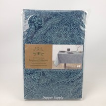 Bee &amp; Willow Laminated Fabric Tablecloth 60x102&quot; Rectangle Blue Etched C... - $29.69