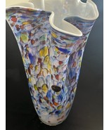 Very large handmade glass Krosno Vase &#39;Jozefina&#39;, Marked. - £84.86 GBP