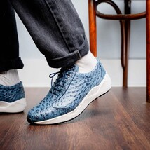 Marco Di Milano Genuine Ostrich Skin Luxury Sneaker Shoes Varenna Blue Jeans image 8