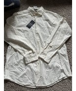 Alfani Relaxed-Fit Refined long sleeve button up wove ivory Shirt Size M... - $23.36