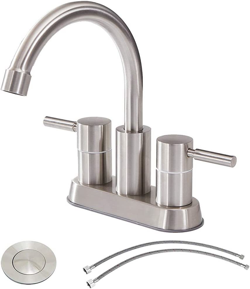 Commercial Two-Handle Stainless Steel Bathroom Sink Faucets With Pop-Up ... - $41.98