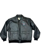Pratt &amp; Whitney Leather Bomber Engine Jacket Wear Guard XL Black Motorcy... - $98.95