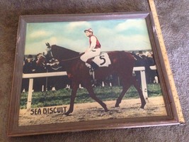 Vintage  SEABISCUIT horse racing jockey   poster with frame  23x27 - £1,971.26 GBP