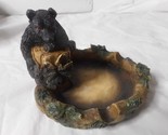 Black Bear Cub Tree Stump Ashtray Dish Holder Cabin Lodge Home Decor Rou... - $14.11