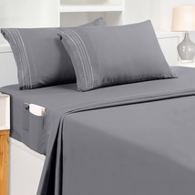 Full Sheet Set  Soft Microfiber 4 Piece Luxury Bed Sheets With Deep Pockets - Em - £29.70 GBP