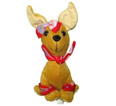 Tl Toys Creations Chihuahua Push Vintage Stuffed Animal 9&quot; Puppy With Ribbons - £8.63 GBP
