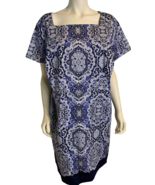NWT Talbots Plus Petite Blue Paisley Short Sleeve Square Neck Pencil Dre... - $103.93 CAD