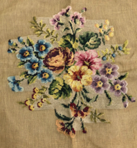 Hiawatha Heirloom English French Floral Preworked Needlepoint Canvas 23” - $74.58