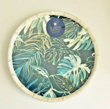 Blue Palm Leaf Melamine Plates 9&quot; Dessert Salad Lunch set of 4 Beach Sum... - £30.52 GBP