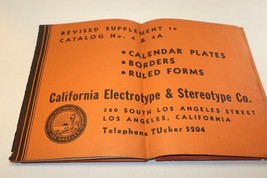 VTG California Electrotype Stereotype Suppl. 4&amp;4A Printing Catalog Ephemera - $7.91