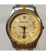 Mathey-Tissot Men&#39;s Watch Quartz Cream Dial Gold Inlay Date Vintage MT13... - £246.83 GBP