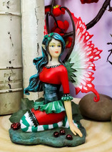 Ebros Amy Brown Christmas Red English Holly Berry Elf Fairy Figurine Hol... - $32.99