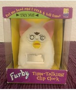 Furby Time-Talking Clip Clock &amp; Alarm Clock BiG TIME White Fur 1999 Orig... - $132.82 CAD
