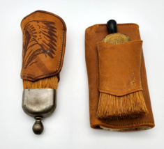 Vintage Grooming Brushes in Cases Pair Pocket Brushes Indian Chief Head ... - $17.50