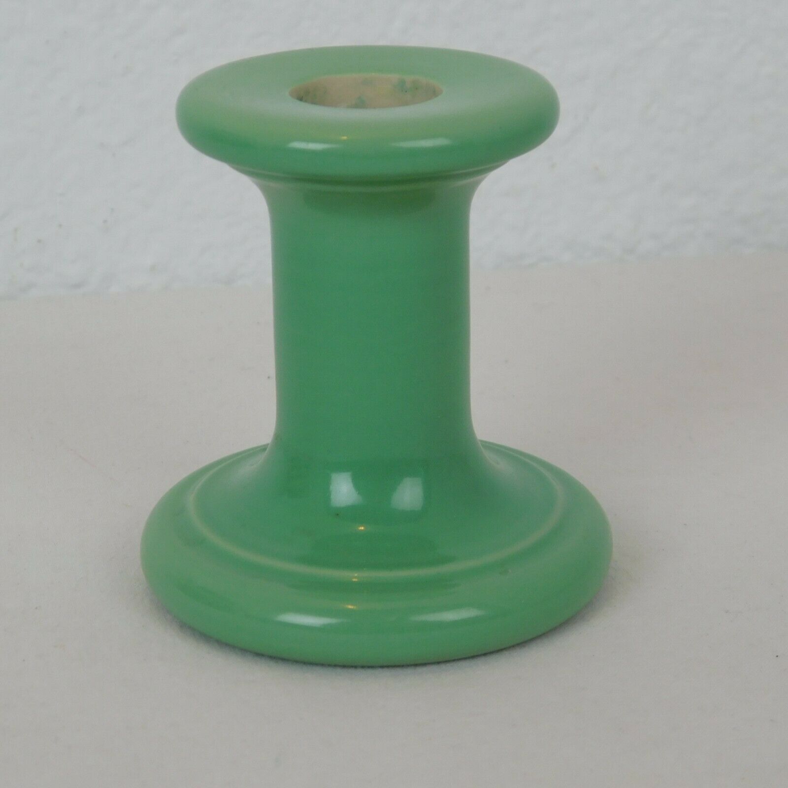 Doulton Mint Green Candlestick Holder England Ceramic Vintage 3.25" High Glossy - $14.52