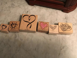 Lot Of 6 wood rubber Stamps Stamping Up, PSK, And More All Different Hearts - £7.48 GBP