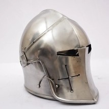 Medieval Spartacus Fantasy Barbute Helmet Knight Helmet Silver Finish with Free - £102.25 GBP