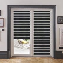 LUCKUP Horizontal Window Shade Blind Zebra Dual Roller Blinds 23.6&quot; x 90&quot; Black - £19.10 GBP